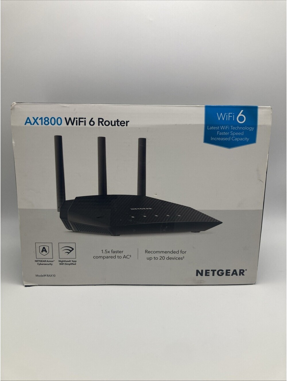 NETGEAR AX1800 1000 Mbps Wireless Router 4 Stream Wifi 6 (RAX10)